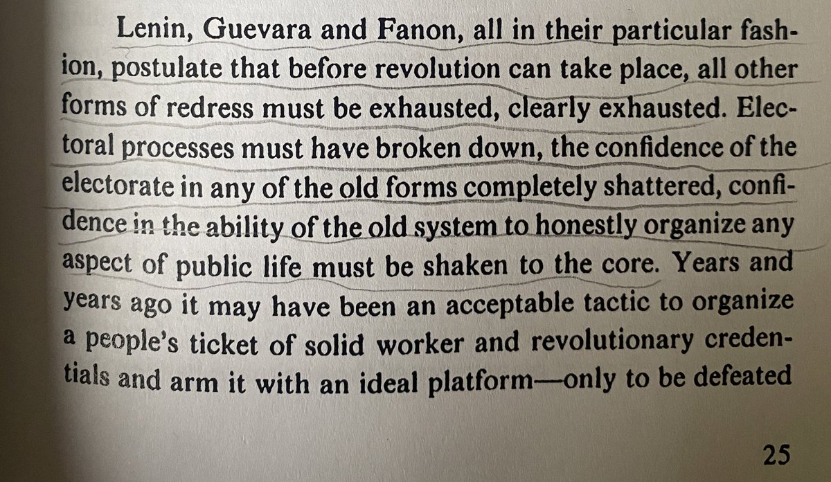 ComradeAndre2k's tweet image. George Jackson ✍️
“Lenin, Guevara and Fanon, all in their particular fashion, postulate that before revolution can take place, all forms of redress must be exhausted, clearly exhausted. Electoral processes must have broken down,
