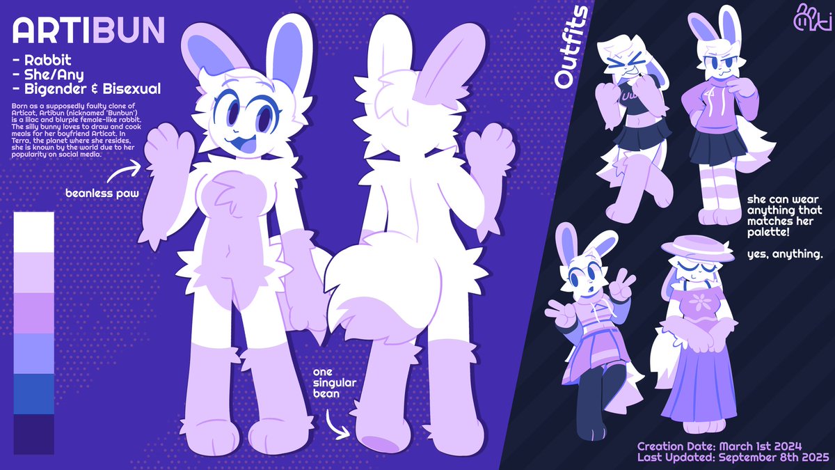 artifyber's tweet photo. it only took me over a year but Artibun has a new reference sheet now! https://t.co/2CG6vE8vqW