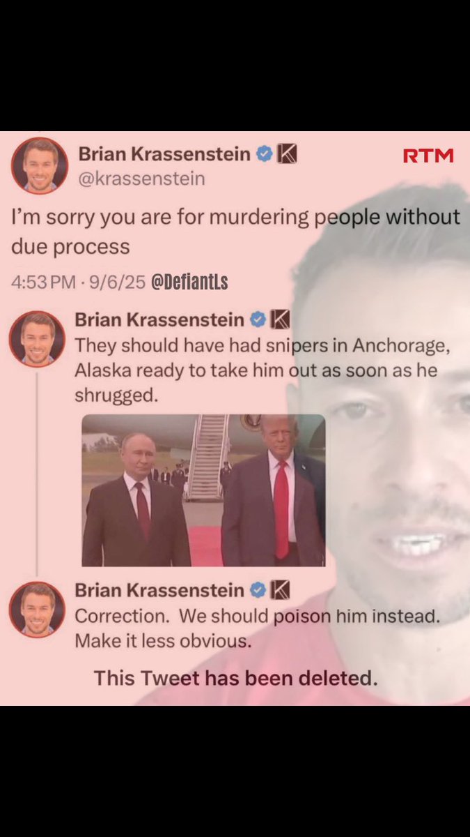 Brian Krasensteins account should be suspended and he should be arrested for making threats against the president of the United States.