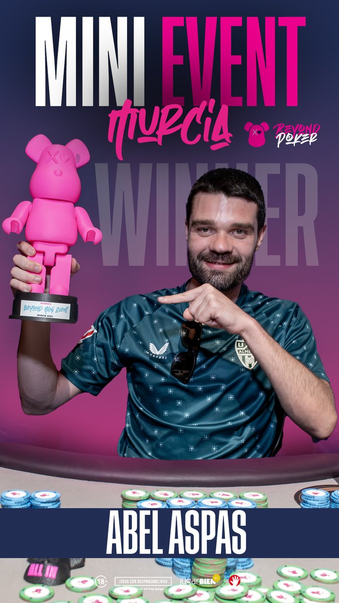 Beyond_Poker's tweet photo. Y ya tenemos al campeón del #MiniEvent de nuestras #BeyondPoker del @CASINOMURCIA . Abel Aspas se lleva el osito de Beyond. ¡FELICITACIONES! y recuerden nos vemos del 01 al 05 de octubre en @CasinoCastellon en nuestra penúltima fecha las Beyond Junior. https://t.co/qkoKu5x8Q0