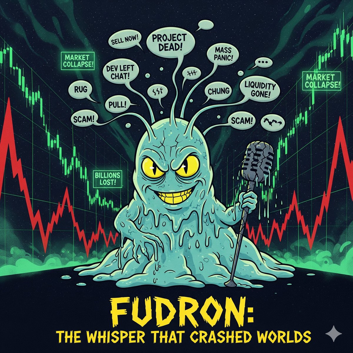 SLUG_Guru's tweet photo. PART 2:
……………

Every word lowers morale and price charts. 

His cosmic staff: a broken microphone labeled “24/7 Spaces.” 

Weakness: falls asleep mid-rant if ignored long enough.

#SCU #FUDron #CSPR https://t.co/wDXOMrrZIK