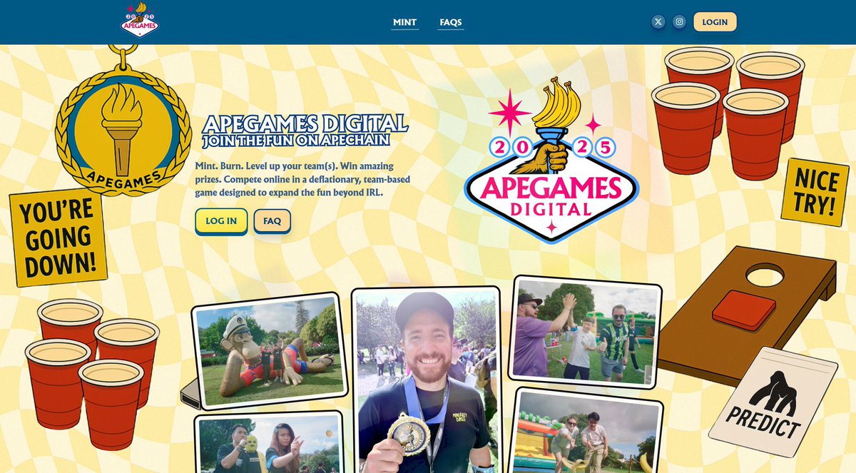 ApeGames (AG) Digital expanding the fun beyond IRL on @apechainHUB 
TLDR 🧵(1/6)👇 

✅ Built by the community for the community; 100% of mint funds allocated to prizes &amp; the competitions
✅ Deflationary burn-to-level up team competition designed for fun with chances to win