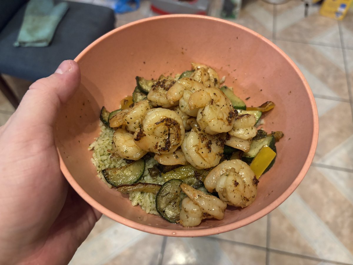 Mediterranean Butter Shrimp on rice for dinner