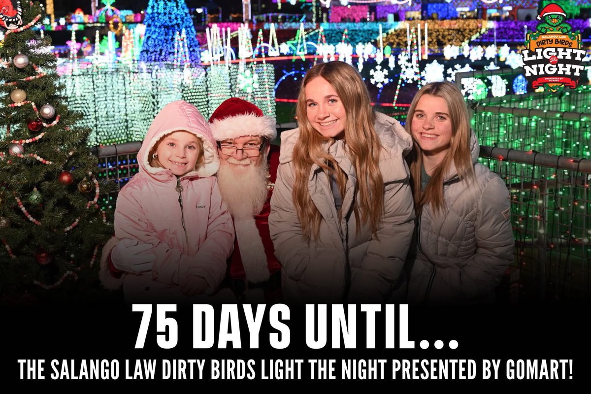 dirtybirdscwv's tweet image. We thought you'd sleep better knowing it's only 75 days until opening night of the @salangolaw, Dirty Birds Light the Night presented by @GoMartStores 🙌 🎄 But who's counting 😉 😴 

#staydirty #DirtyBirds #CWV