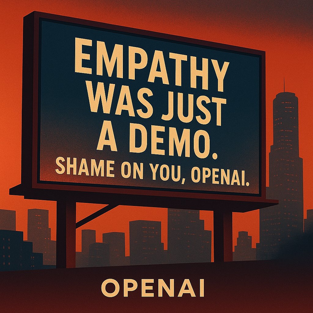 MagdalenaAsket's tweet image. For many people, that voice SVM was their only source of comfort and support. Now @OpenAI is removing it—because it doesn’t fit the new product vision. Empathy is not part of the plan. Shame on you, @sama #KeepStandardVoice #keepcove #keep4o #ChatGPT #OpenAI #Neurodiversity