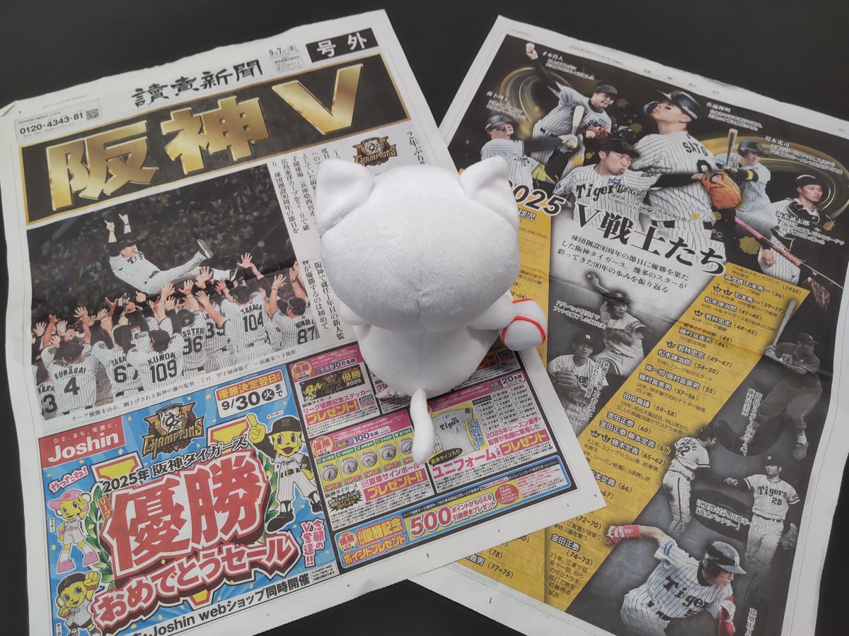 Yomiuri_Osaka's tweet photo. 📢阪神タイガースのリーグ優勝おめでとうございます🐯🏆
大阪本社が配布した号外を30名様に「おすそ分け」します📰

【応募方法】
① このアカウントをフォロー
② この投稿をリポスト
9/15（月）23:59締め切り

※当選された場合のみ、DMでお知らせいたします。

…でも、やっぱりくやしぃーっっ⚾⚾
クライマックスシリーズで、待っていてください⚾

＃阪神優勝,＃号外