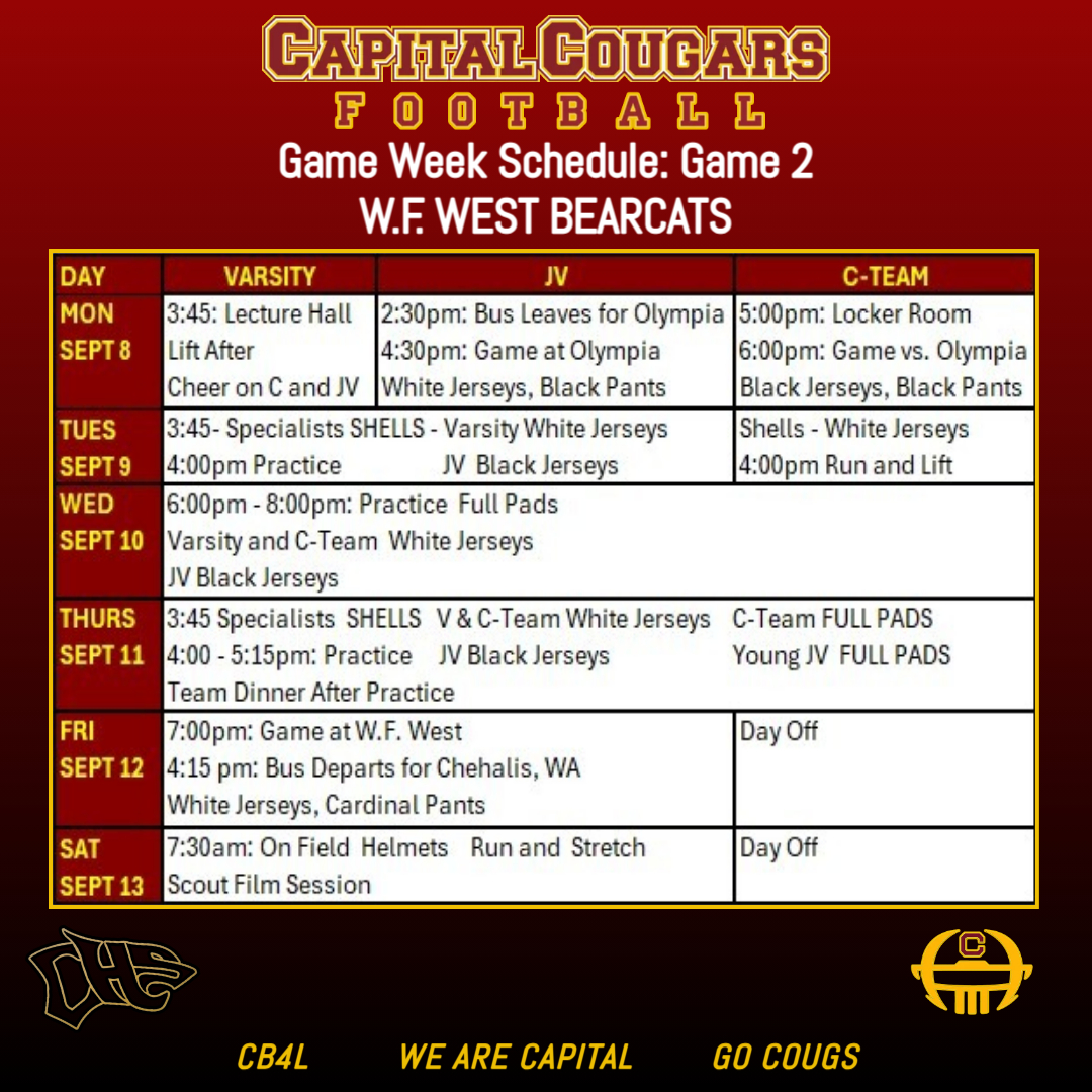 Game Week #2 Schedule