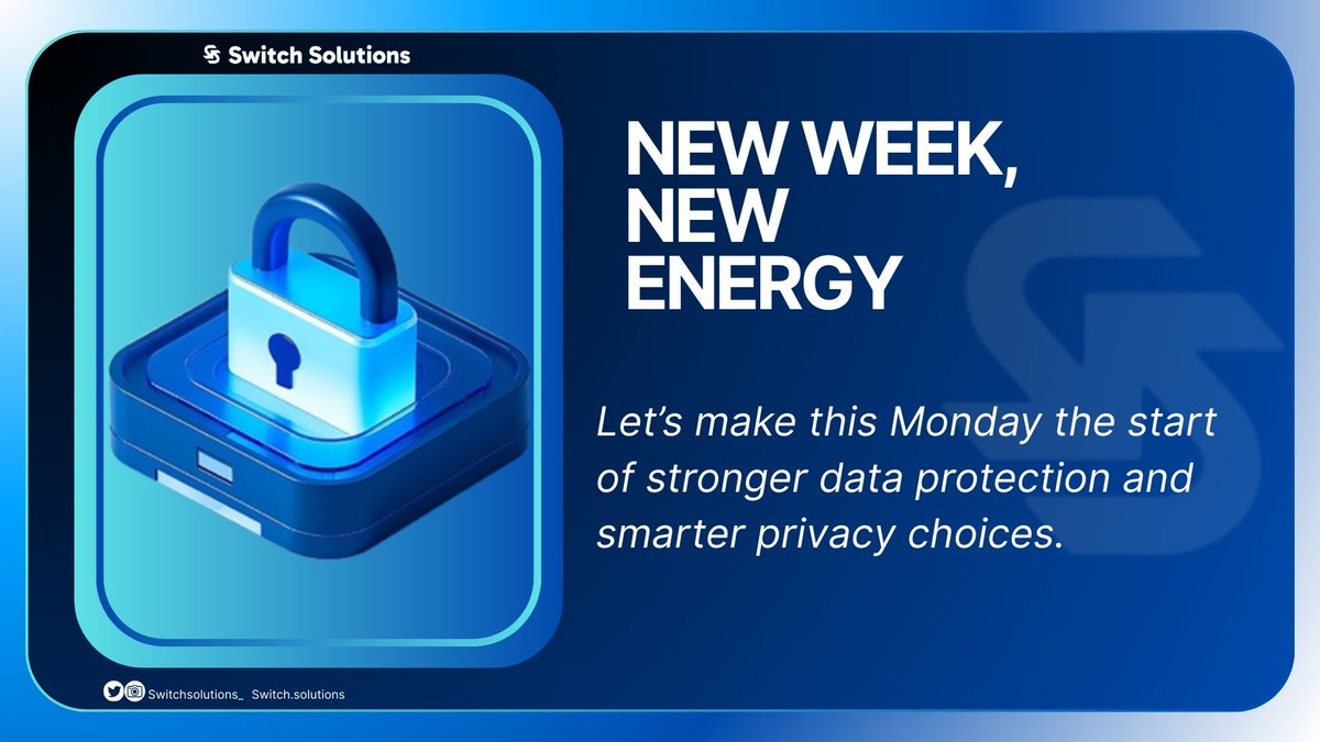 switchsolution_'s tweet image. Fresh start alert!
Monday is here reset, refocus, and rise with stronger data protection. #MondayMotivation #PrivacyMatters #StaySecure #Switchsolutions