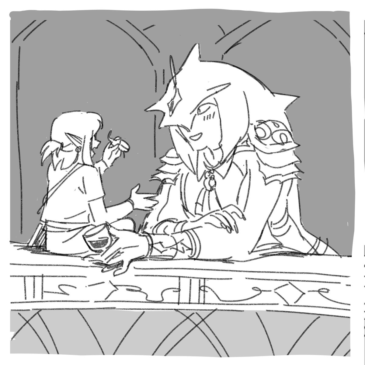 gabelew_'s tweet photo. when ur crush shows you a cool bug; ohh wow tell me alllll about it wow fascinating
(sidon Does Not care about the bug) https://t.co/6BxNABUKrK