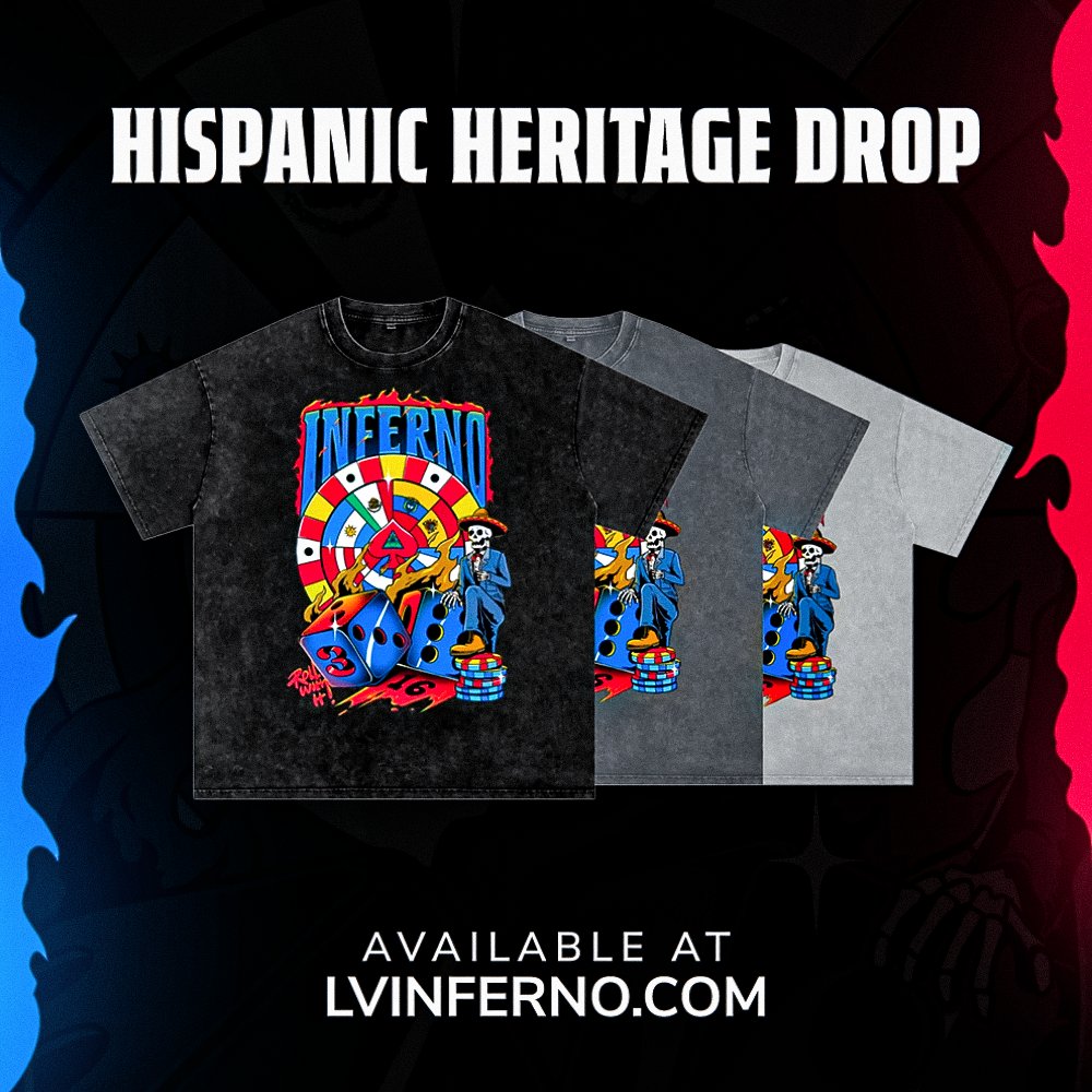 🎲🔥 Heritage. Hustle. INFERNO. 🔥🎲

The Hispanic Heritage Drop has landed, El Patrón tees, hoodies, and varsity jackets inspired by the culture that fuels us and the city that made us.

🦁🎲Available now at lvinferno.com/collections/el…