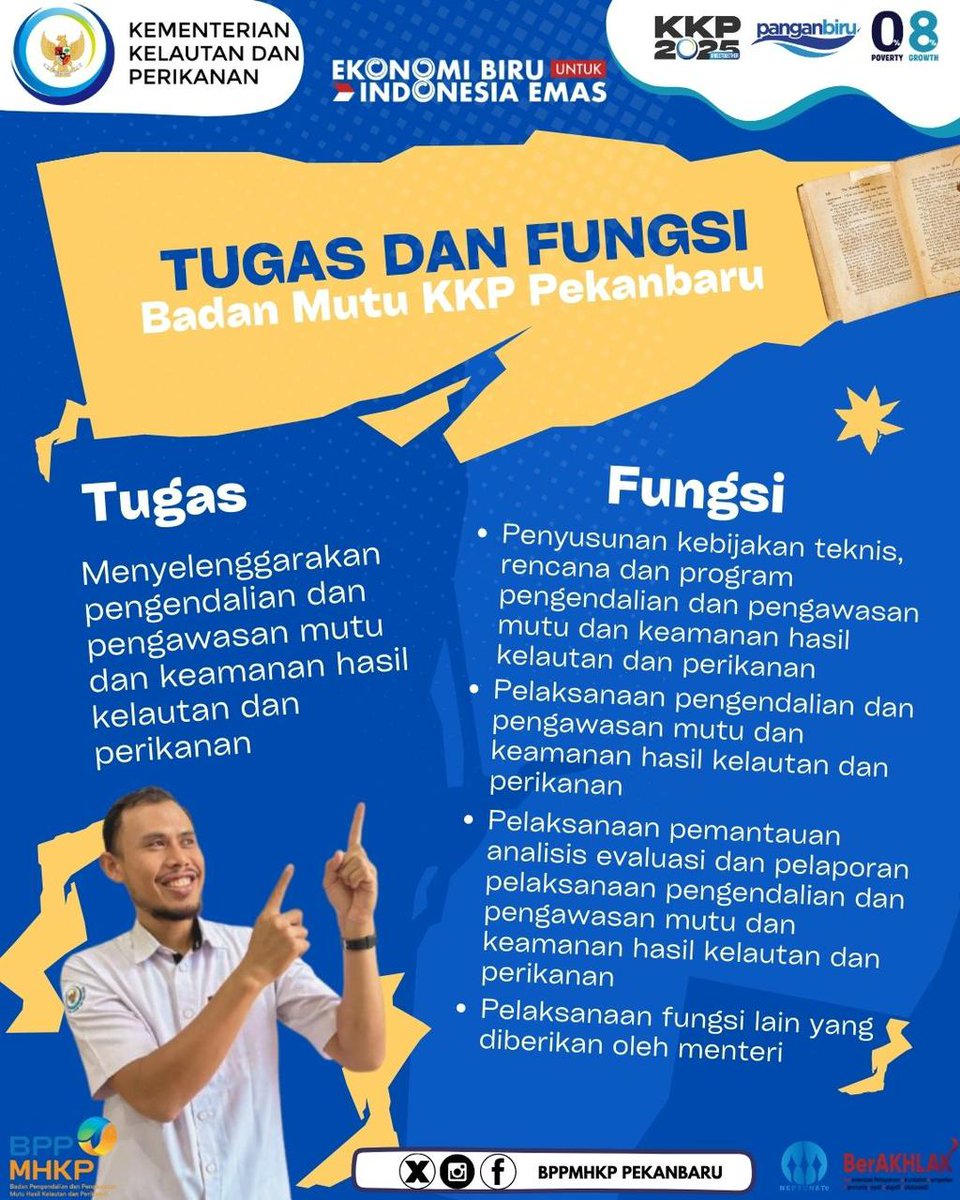 Hai #sahabatbahari
Tau engga tugas dan fungsi, Badan Mutu KKP Pekanbaru? 
Yuk kita cari tau🔎 

#PanganBiru
#2025KKPRiseTogether
#EkonomiBiruUntukIndonesiaEmas
#SaktiWahyuTrenggono 
#KKPGOID
#BadanMutuKKPInformatif
#BringSafetyThroughQuality