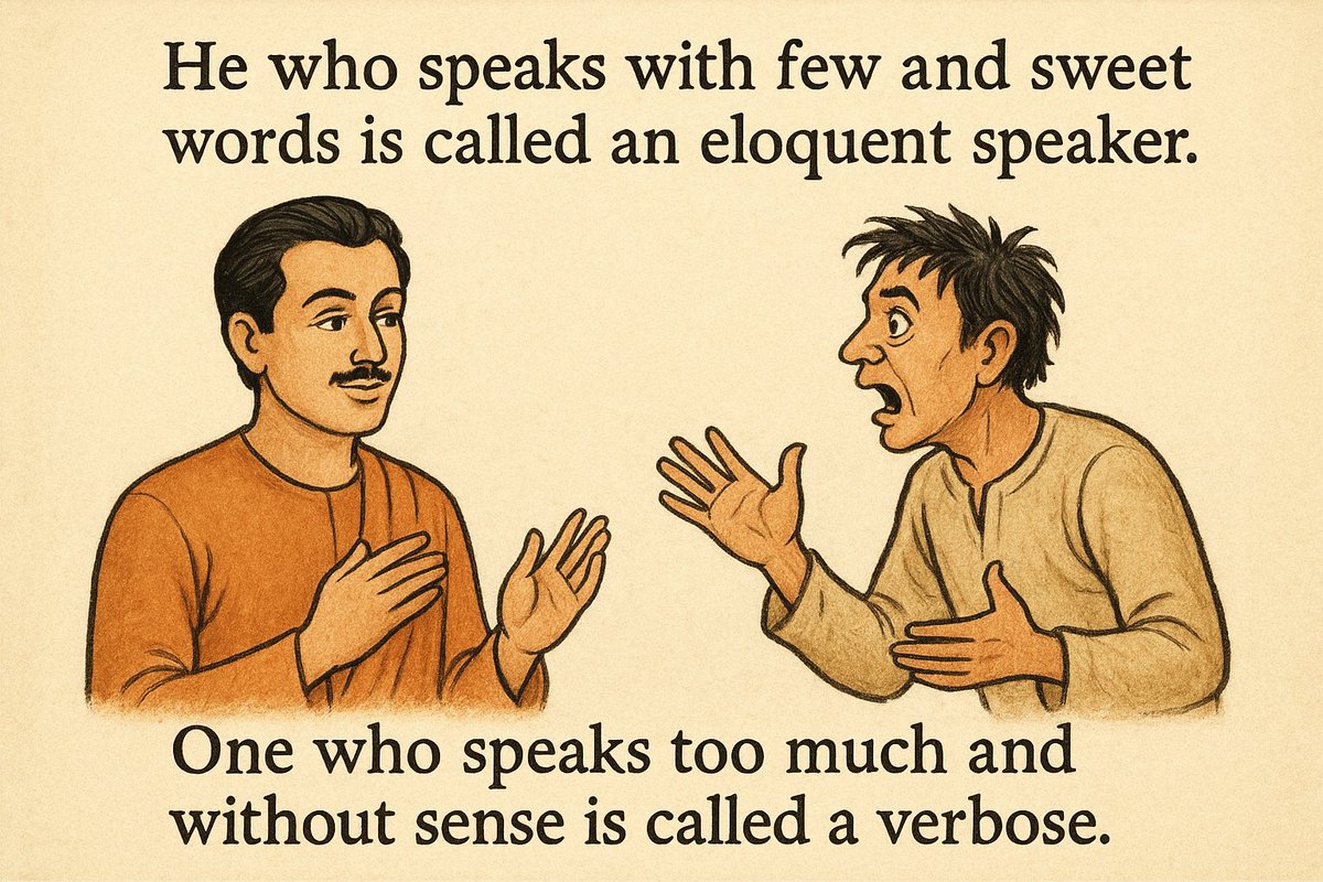 Kosalendradas's tweet image. अल्पाक्षररमणीयं
यः कथयति निश्चितं स खलु वाग्मी।
बहुवचनमल्पसारं
यः कथयति विप्रलापी सः॥

वह व्यक्ति वाक्पटु (अच्छा वक्ता) कहलाता है, जो अपने विचारों को थोड़े व मधुर शब्दों में प्रकट करता है। जो बहुत अधिक व बिना सार के बोलता है, वह बकवादी कहा जाता है। #सुन्दरपाण्ड्य #नीतिद्विषष्टिका