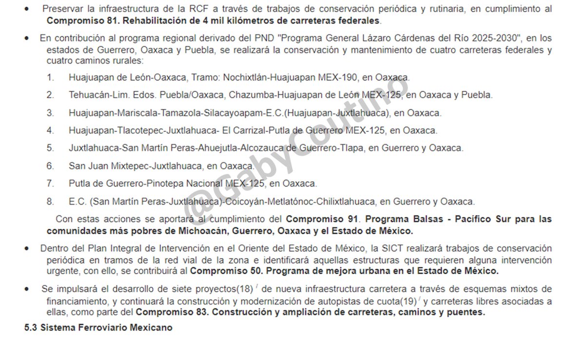 GabyCoutino's tweet photo. 6) ¿Qué tendría que hacer #Chiapas para recibir un mejor trato federal?. Se publicó el #ProgramaSectorial de #Infraestructura, #Comunicaciones y #Transportes 2025-2030. Solo una vez es mencionado el estado. Se continuará con la infraestructura del #PuenteRizoDeOro. Pero vea lo proyectado a #Oaxaca. ¿Nota la diferencia?