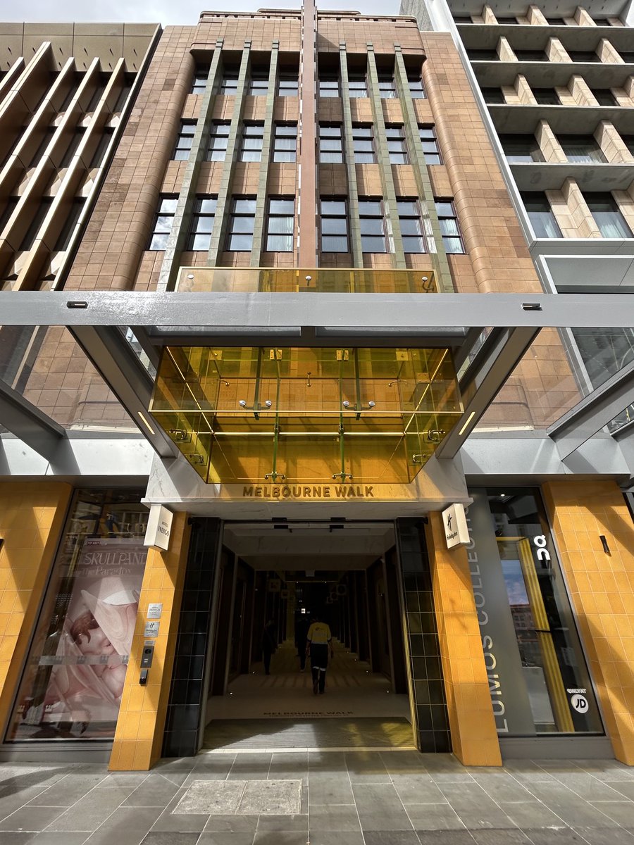 Replacing a rather dreary 1980s arcade with the same name Melbourne Walk has finally reopened..although the shops and Hotels are yet to open..(the Hotels are due to open next week)..the arcade also connects to The Causeway and Union Lane highlighting Melbourne’s laneway culture