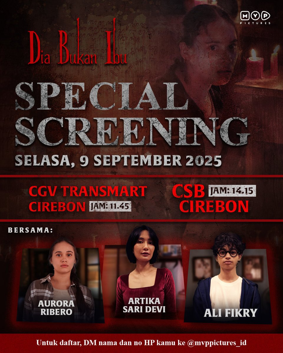 Teman - teman Cirebon merapat, kita nonton duluan!!!
.
Dia Bukan Ibu tayang 25 September 2025 di seluruh Bioskop Indonesia.