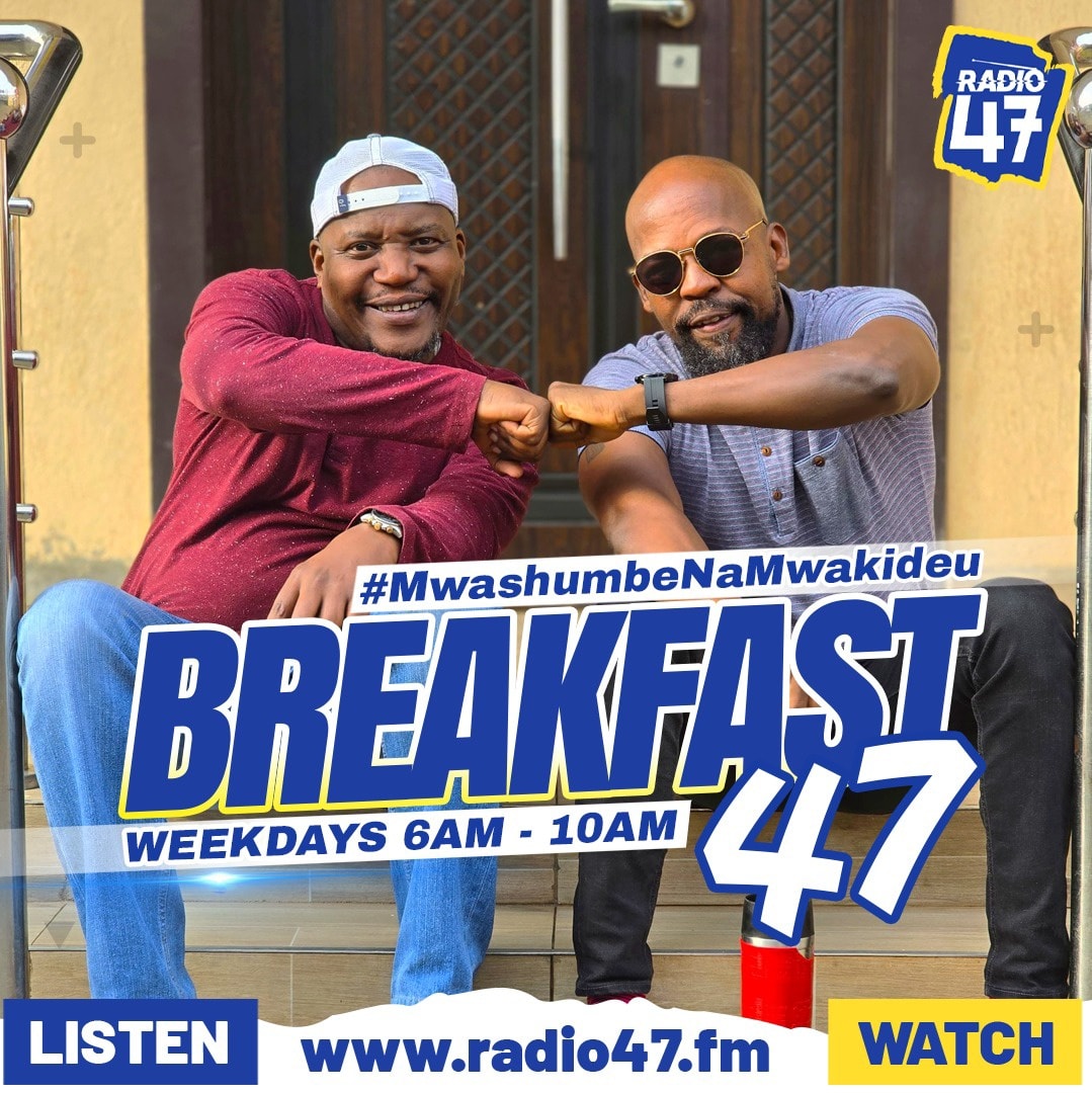 Good morning!...Tune in to the greatest morning breakfast show Breakfast47 with the Big Boyz of Radio #MwashumbeNaMwakideu.
@alex_mwakideu @captmwashumbe
#HapaNdipo