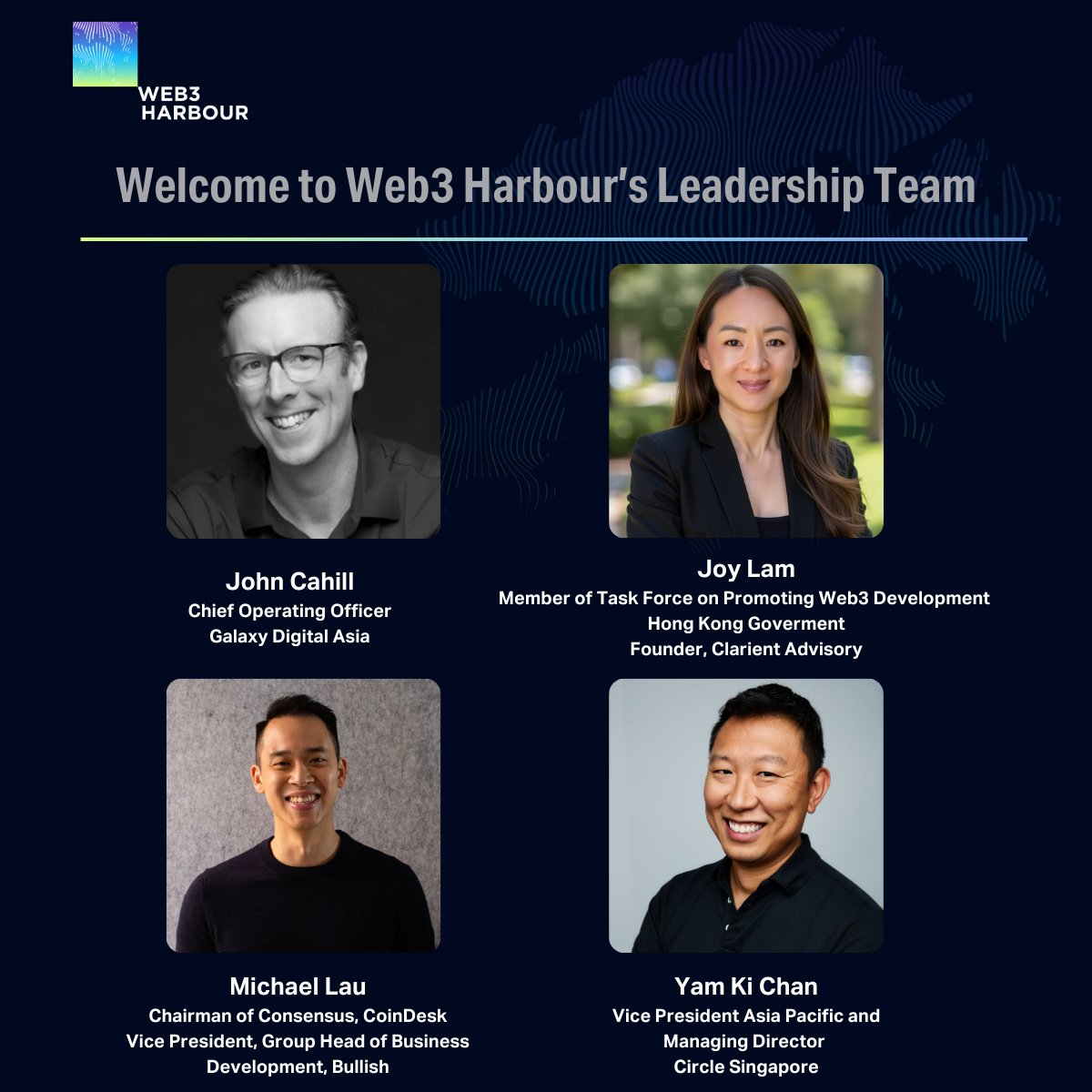 Web3 Harbour continues to lead efforts that drive innovation and foster transformative change in the Web3 ecosystem.
We are proud to announce the appointment of four additional Advisory Committee members, join us in celebrating our collaborative and impact-driven leadership team!