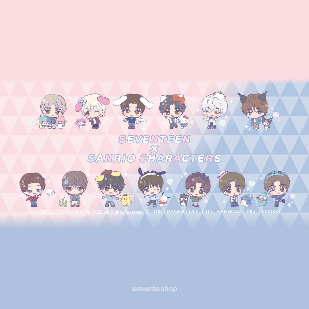SEVENTEEN x SANRIO CHARACTERS collab 2탄 공식 상품 예약 판매 안내💫

세븐틴과 산리오 캐릭터의 특별한 만남!
SEVENTEEN x SANRIO CHARACTERS collab 2탄 공식 상품을 #위버스샵 에서 만나보세요!

📌판매 상품
- Square Pouch
- Leisure Bag
- T-shirt
- hoodie
- ZIP hoodie

📌배송 가능 국가
-