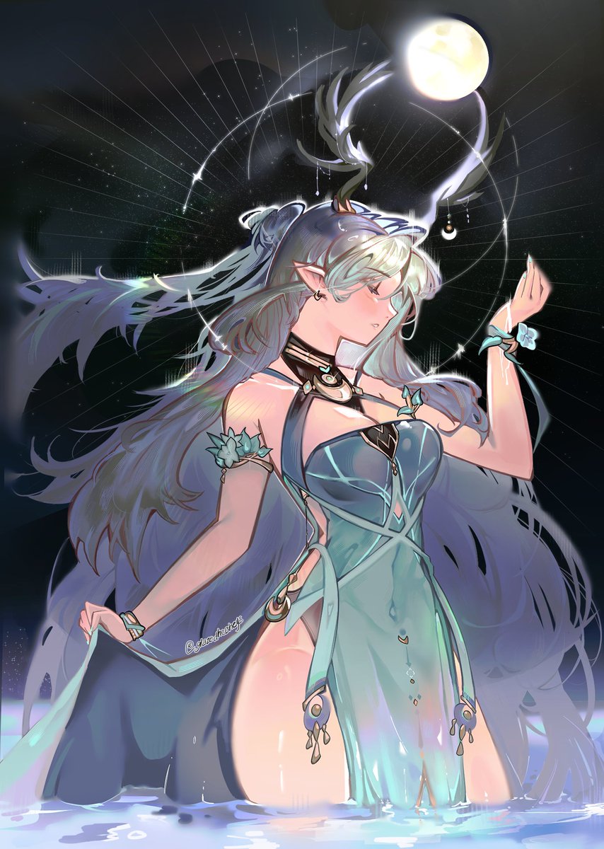 "Come night or day, may the Moon Goddess keep you."
#lauma #GenshinImpact #Nodkrai