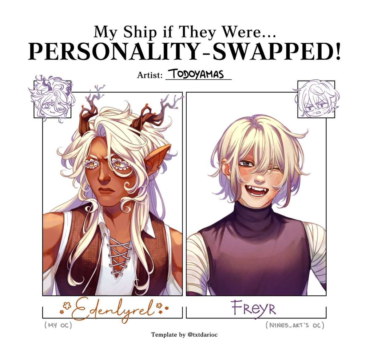 my dnd boys with their personalities swapped 🌿🔁🐍
freyr belongs to my friend @/N1nE5_Art 💜