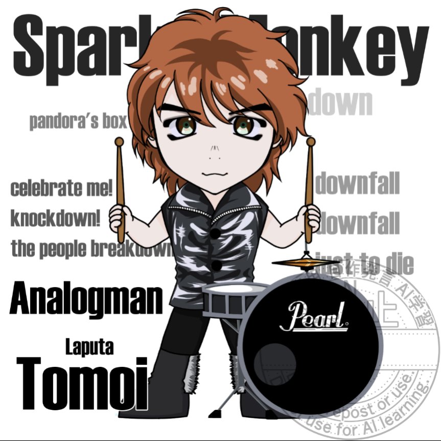 tsugarushi's tweet photo. ここからは最近のイラスト。
LaputaのMV「Sparks Monkey」からTomoi兄さん。髪の色間違えてました……（本当は赤）
#Laputa #ラピュータ #Tomoi #SparksMonkey #MV https://t.co/ALN4SJDZxI