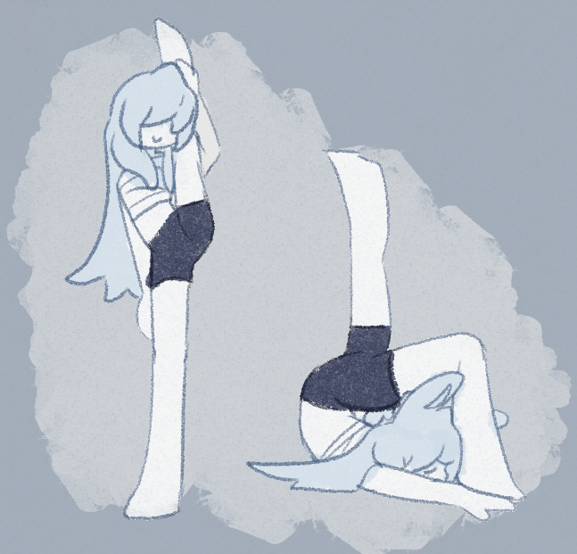tryings to practice drawing poses from refs .. so big bunny stretches