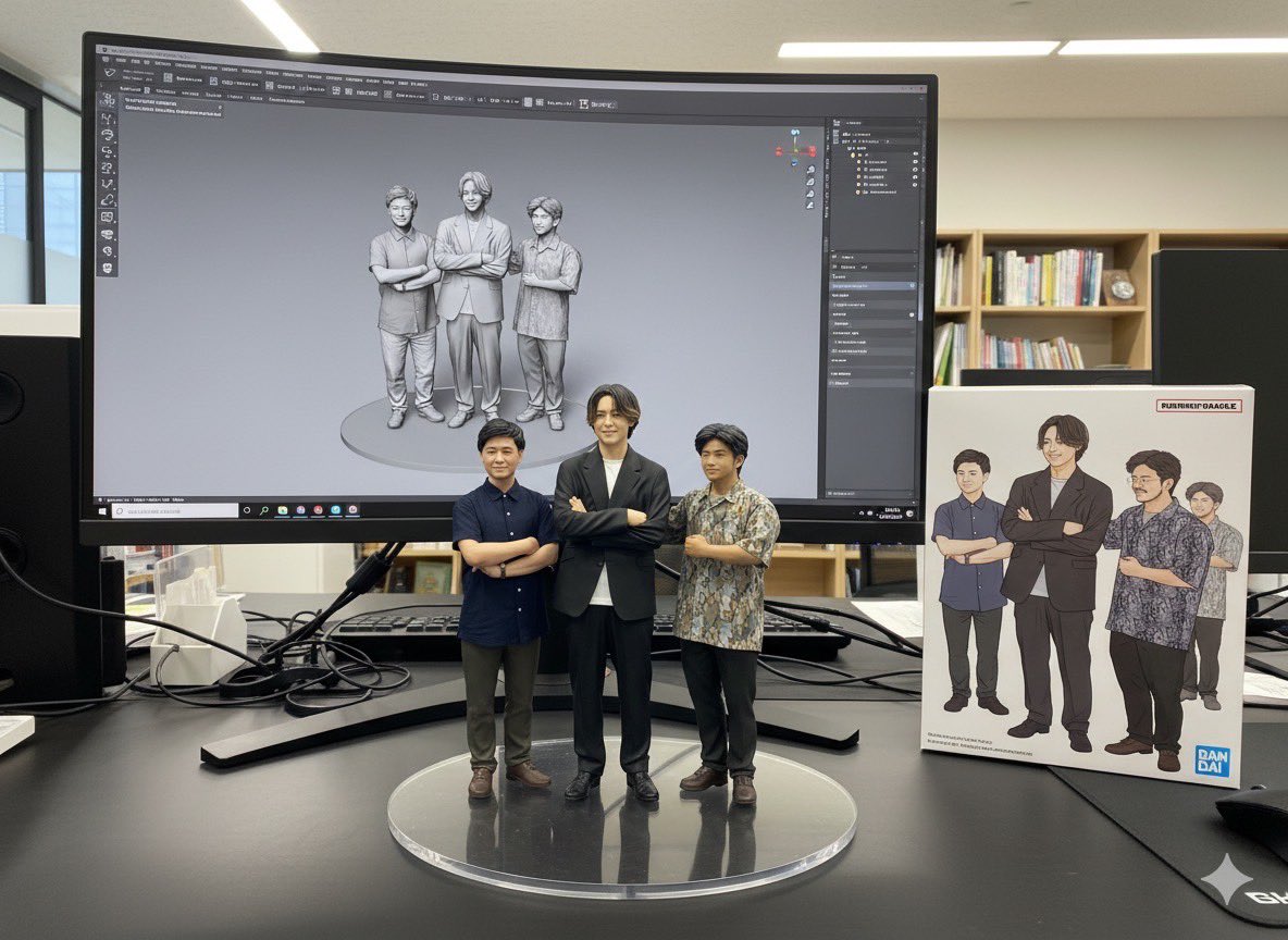 peakcode_info's tweet image. 先日行われた宣材写真の撮影会の一場面をAIフィギアにしちゃいました😳