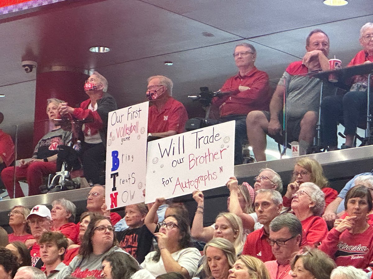 randysilvertv's tweet image. Big Red Nation takes the time to make such amazing and creative signs for @HuskerVB  matches. I want to spotlight them!

I do my best to get as many photos as possible. Here are the ones I got from the home matches vs. Wright State and Cal.

Part 1

@NTVNEWS @gobired #huskersvb