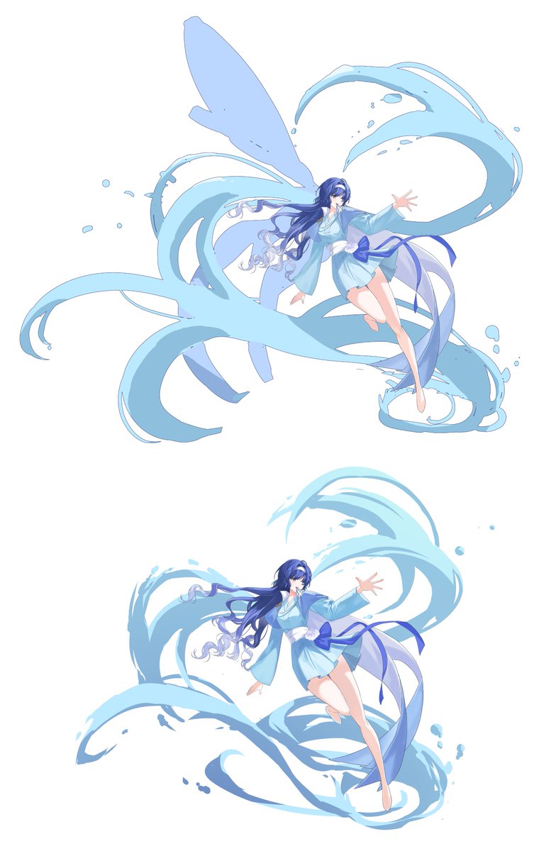 ✨학생분 피드백! 
캐릭터에 집중될 수 있도록 스케일을 줄여주고
물의 실루엣이 잘 보일 수 있도록 라인 조정!
이펙트는 평면이 아닌 입체인 거 잊지 말기~!