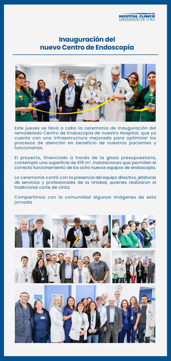 Luego de años de esfuerzo entre múltiples actores, pero especialmente del Dr. Zoltan Berger, se inauguró la nueva sección de endoscopia en el <a href="/HospitalClinico/">Hospital U. de Chile</a> , en un espacio nuevo, amplio, con equipos de primer nivel y un grupo humano que trabaja unido. Orgullosa de pertenecer!
