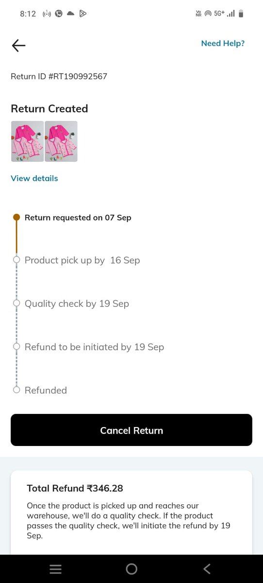 vijay_posts's tweet photo. @AjioCares I received no response even after sharing alternate contact number. I requested return on app and it shows return pickup by 16th sep and refund only after it reaches the warehouse. Why would i wait so long if mistake is by your side. Do u want customers to keep whatever you sent https://t.co/7qDxDdavNT