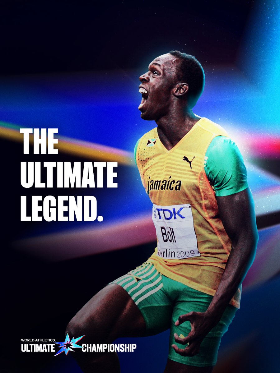 WorldAthletics's tweet photo. The greatest sprinter to ever do it joins the journey to the #WorldAthleticsUltimate Championship ⚡️

@usainbolt is our one and only Ultimate Legend 🙌

Press release 🔗 https://t.co/sKqBROImHA https://t.co/GnsFCi3nO4