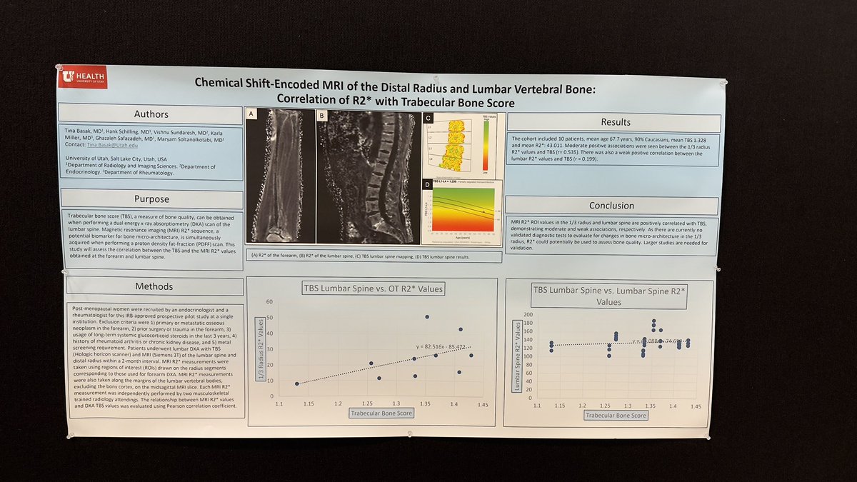 Excited to collaborate with MSK Radiology <a href="/UofUHealth/">University of Utah Health</a> to present these 2 posters on MRI-PDFF- #bonedensity #TrabecularBoneScore <a href="/ASBMR/">ASBMR</a> #asbmr2025 <a href="/ECTS_soc/">ECTS</a>