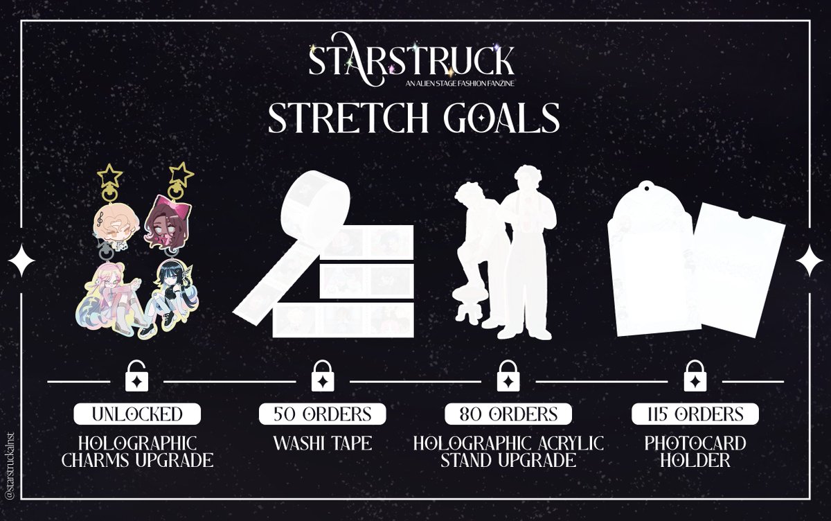 ✨ STARSTRUCK: STRETCH GOAL UNLOCKED ✨

Congratulations on reaching our very first surprise! We still have a few more to come, so why not take up a challenge to unlock them all? 🎉 

🔒 50 ORDERS: WASHI TAPE
