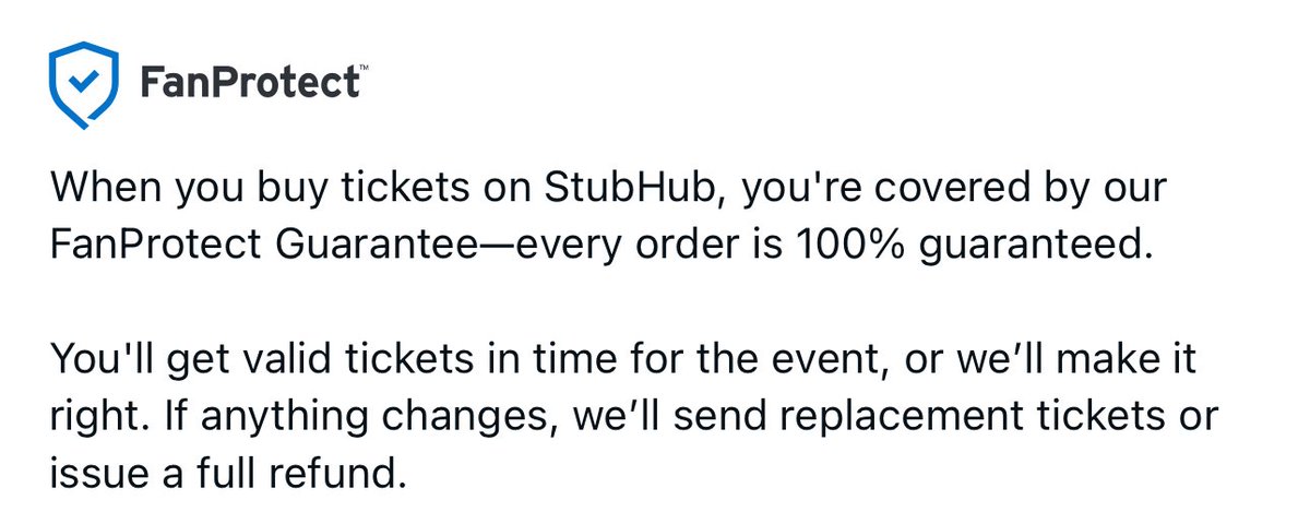 melodysuth's tweet photo. @TeamStubHub why claim “FanProtect” if you allow sellers to sell fraudulent tickets and then blame the buyer? 

We purchased 3 tickets for an event, and the venue let us know that the tickets were fraudulent and therefore revoked. How is that “my responsibility”? https://t.co/nRoXTPB9NF