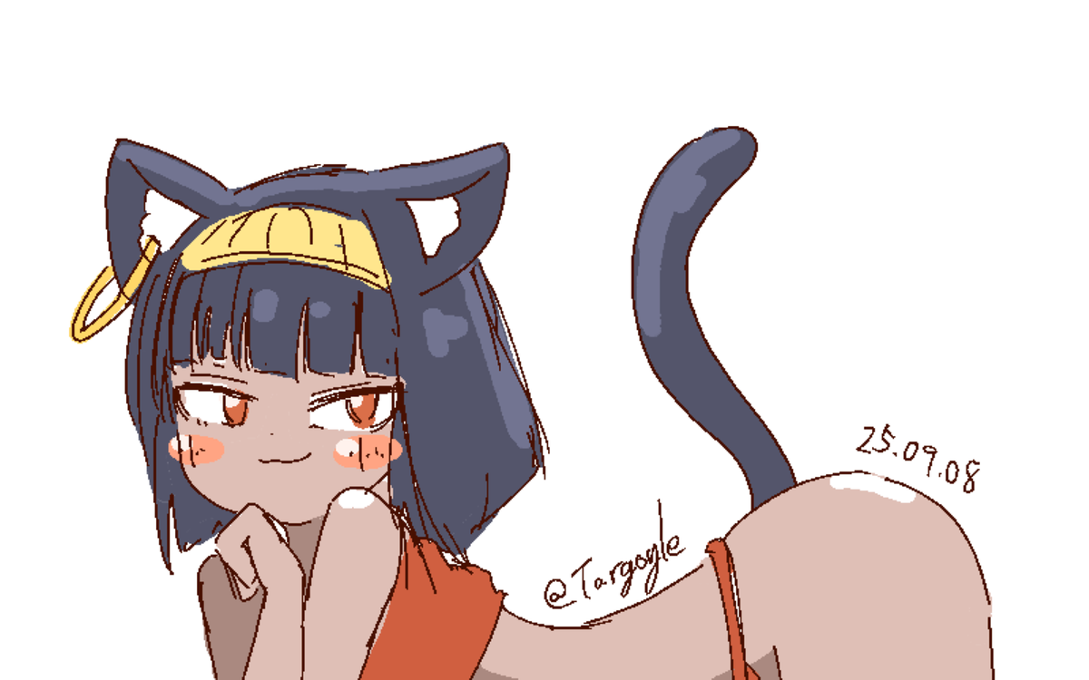 「250908 褐色エジプト猫耳ロリ」|たーごいる@C102(土)西の36bのイラスト