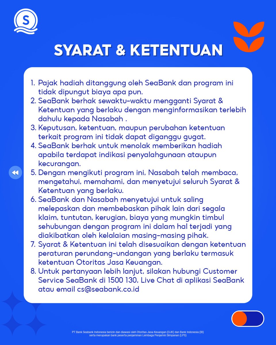 KAMU BERKESEMPATAN MENANGIN VOUCHER SHOPEE 500RB!

Hai Sobat SeaBank, ingin dapatkan kesempatan untuk memenangkan Voucher Shopee 500RB? Jangan lupa untuk ikuti syarat dan ketentuan berikut ya!