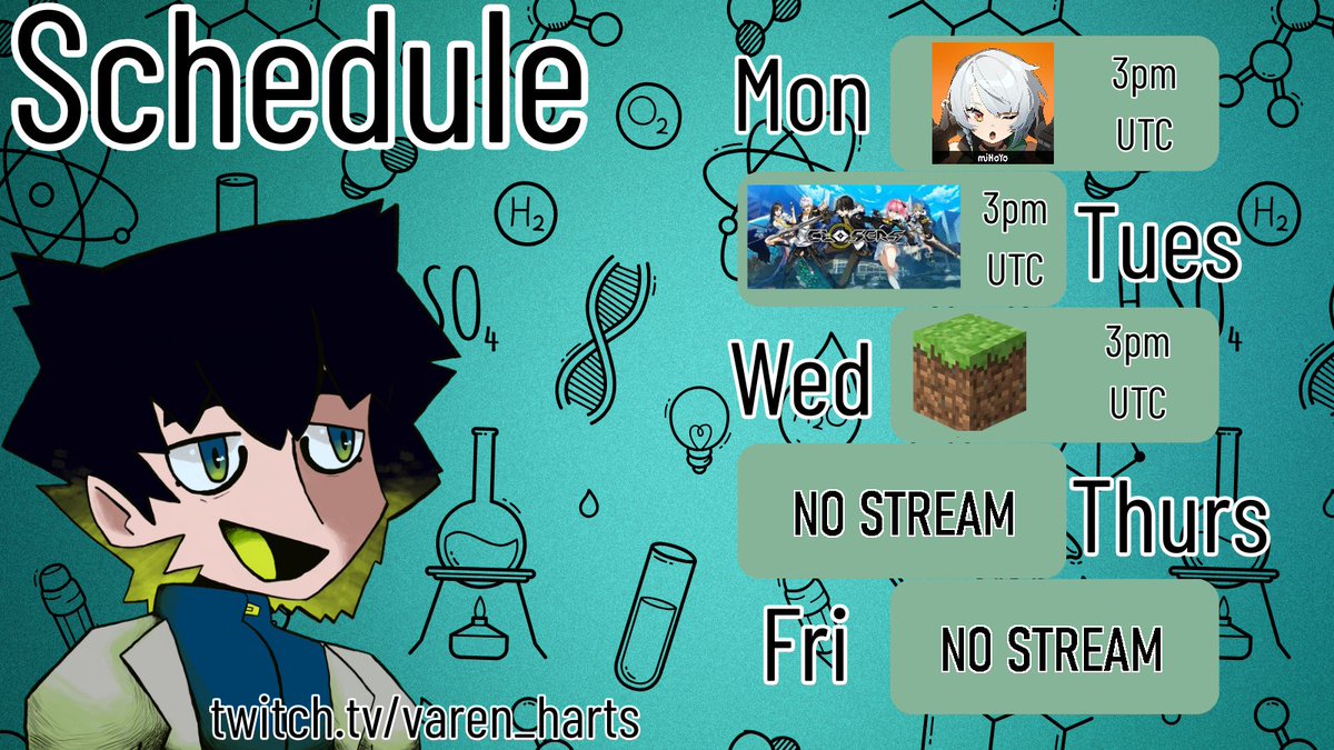 This week's schedule, no stream Thursday or next week