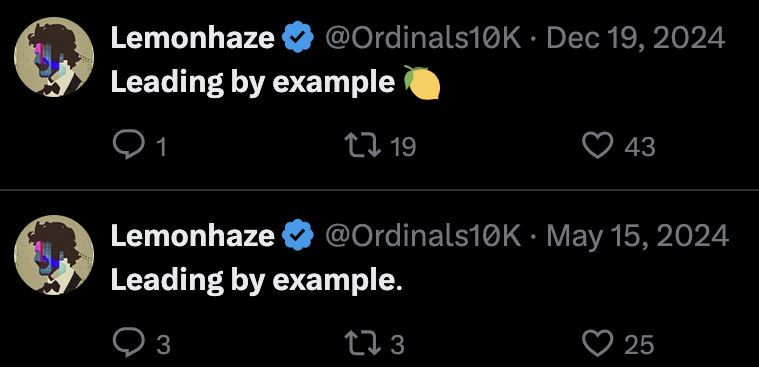 Ordinals10K's tweet photo. Leading by example. https://t.co/QnCvlzbjU3