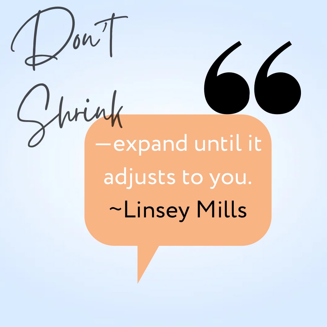 Linseymills's tweet image. Don’t shrink to fit into spaces that weren’t made for you. Instead, grow and expand until the world adjusts to YOU. What area of your life do you need to expand in right now?⸻#DontShrink #ExpandYourself #MotivationDaily #BeYourself #GrowthMindset #PositiveVibesOnly
