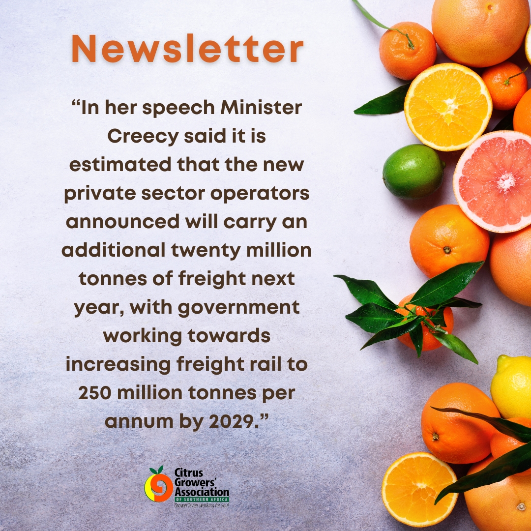 The latest newsletter by our CEO, Dr Boitshoko Ntshabele, focusses on the future of private rail operators in the citrus industry.
cga.co.za/wp-content/upl…