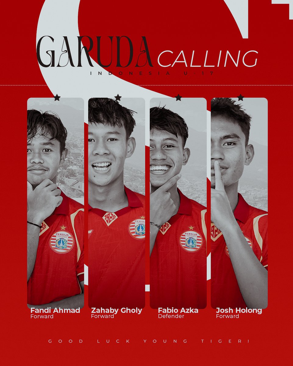 Persija Jakarta (@persija_jkt) on Twitter photo ๐๐๐ซ๐ฎ๐๐ ๐๐๐ฅ๐ฅ๐ข๐ง๐ ! ๐ฎ๐ฉ
Empat pemain muda Persija bergabung dengan skuad Timnas Indonesia U-17 untuk menjalani pemusatan latihan di Bulgaria pada 1-14 September 2025. Keempat pemain tersebut adalah:
1. Fabio Azkairawan
2. โ Josh Holong
3. โ Fandi Ahmad
4. โ M. Zahaby ๐๐๐ซ๐ฎ๐๐ ๐๐๐ฅ๐ฅ๐ข๐ง๐ ! ๐ฎ๐ฉ
Empat pemain muda Persija bergabung dengan skuad Timnas Indonesia U-17 untuk menjalani pemusatan latihan di Bulgaria pada 1-14 September 2025. Keempat pemain tersebut adalah:
1. Fabio Azkairawan
2. โ Josh Holong
3. โ Fandi Ahmad
4. โ M. Zahaby