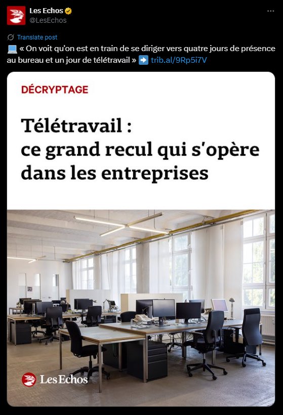 AurelieDrvn's tweet image. Sur le TT, les entreprises essaient de serrer la vis alors que c’est aussi (et surtout de mon point de vue) une question de logement. Si tu habites à côté de ton bureau, ça ne pose pas de problème d’y aller. C’est quand tu te tapes des heures de transport que ça pèse.