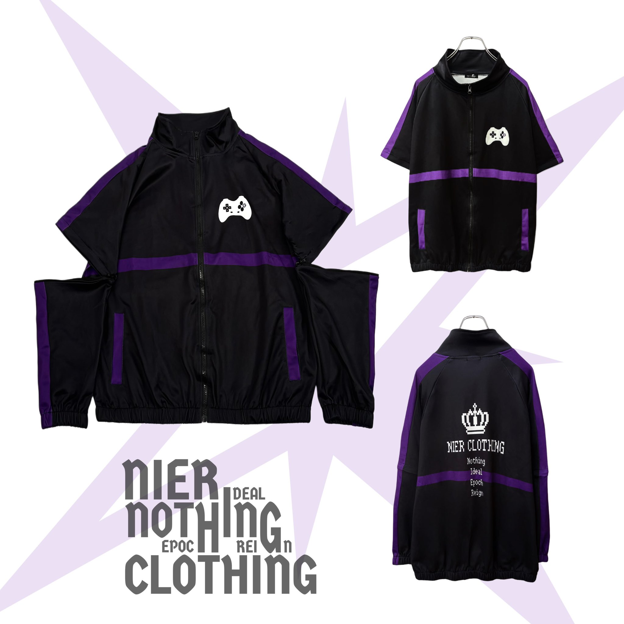 NieR 3WAYベロアトラックジャケット パープル 高品質3WAY PURPLE 3WAYベロアトラックジャケット -DOUBLE ZIP