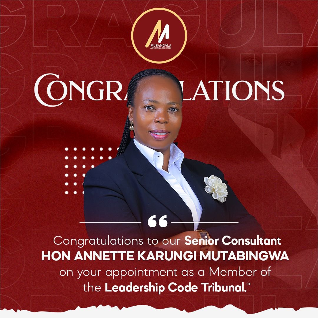 Bright morning !! 

Join us in congratulating our very senior colleague Annette Karungi Mutabingwa (Mrs) upon her appointment &amp; approval as a member of the Leadership Code Tribunal. 

Best wishes in your tenure 🙏🏿