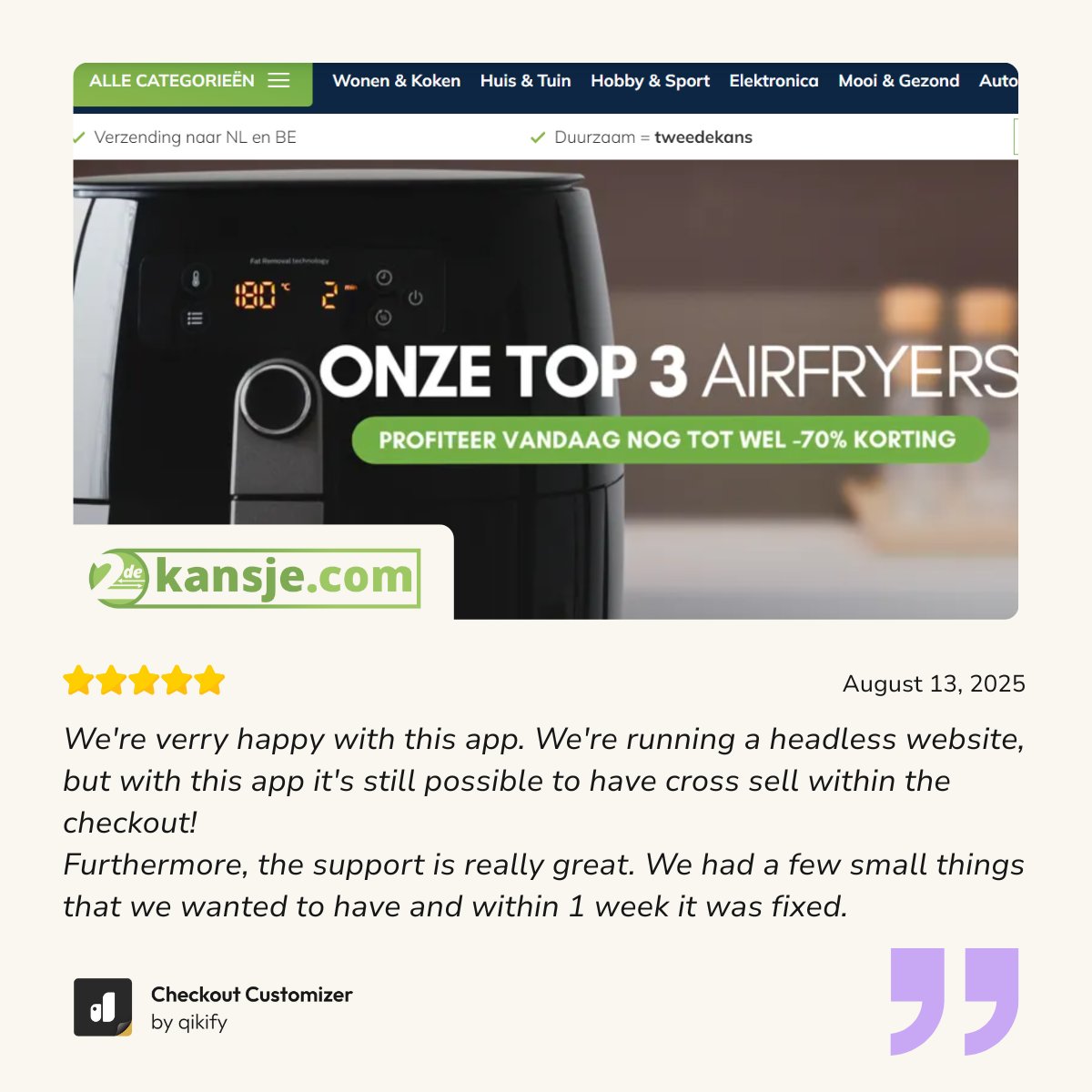 This merchant runs a headless <a href="/Shopify/">Shopify</a> store - meaning their storefront and backend are separated for more flexibility. Normally, that makes adding features like cross-sell in checkout a challenge.

👉 Try it now: qikify.com/install/checko…