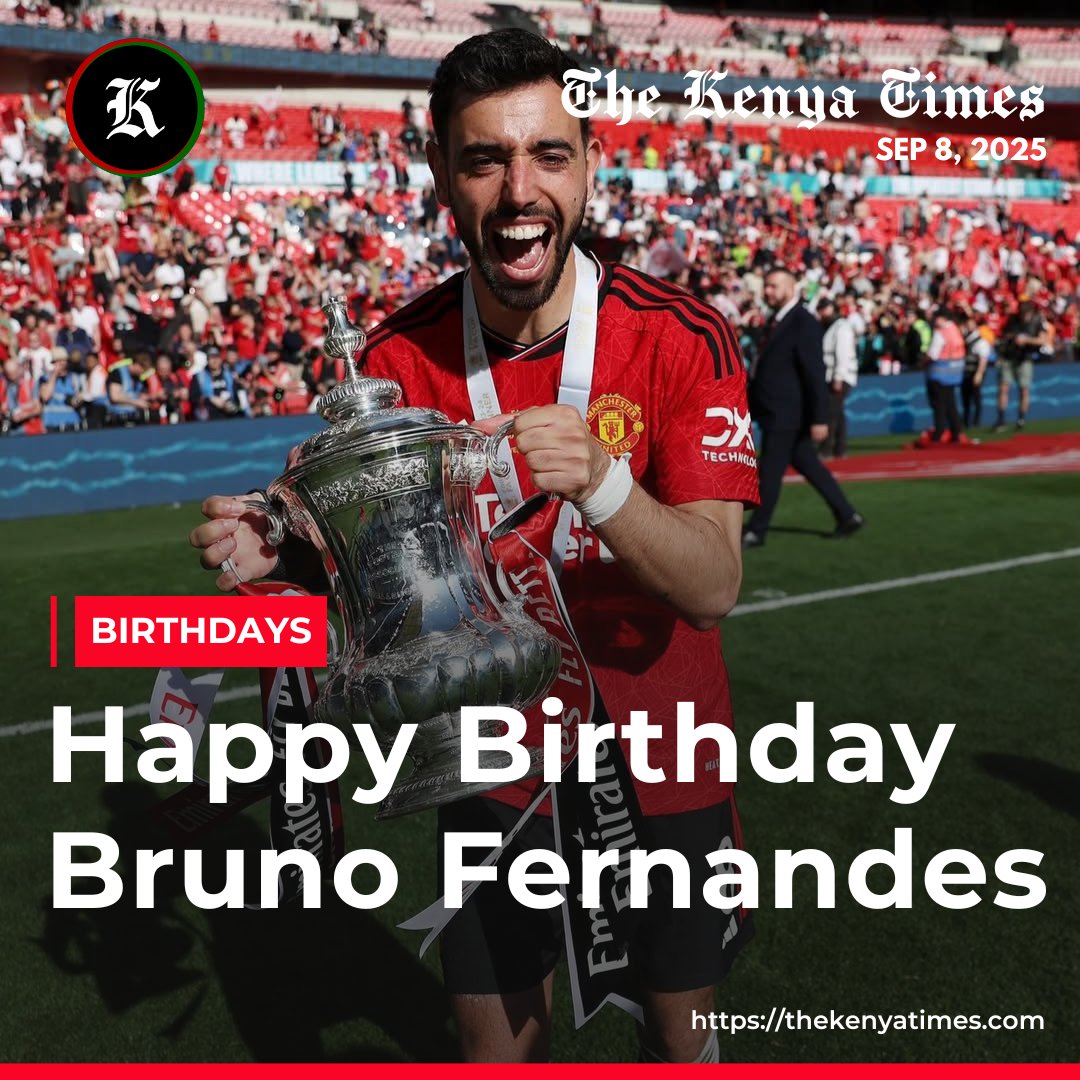 thekenyatimes's tweet image. Happy 31st to one of the world’s best midfielders and Man United captain, Bruno Fernandes! 🎉⚽️ #LegendInTheMaking"