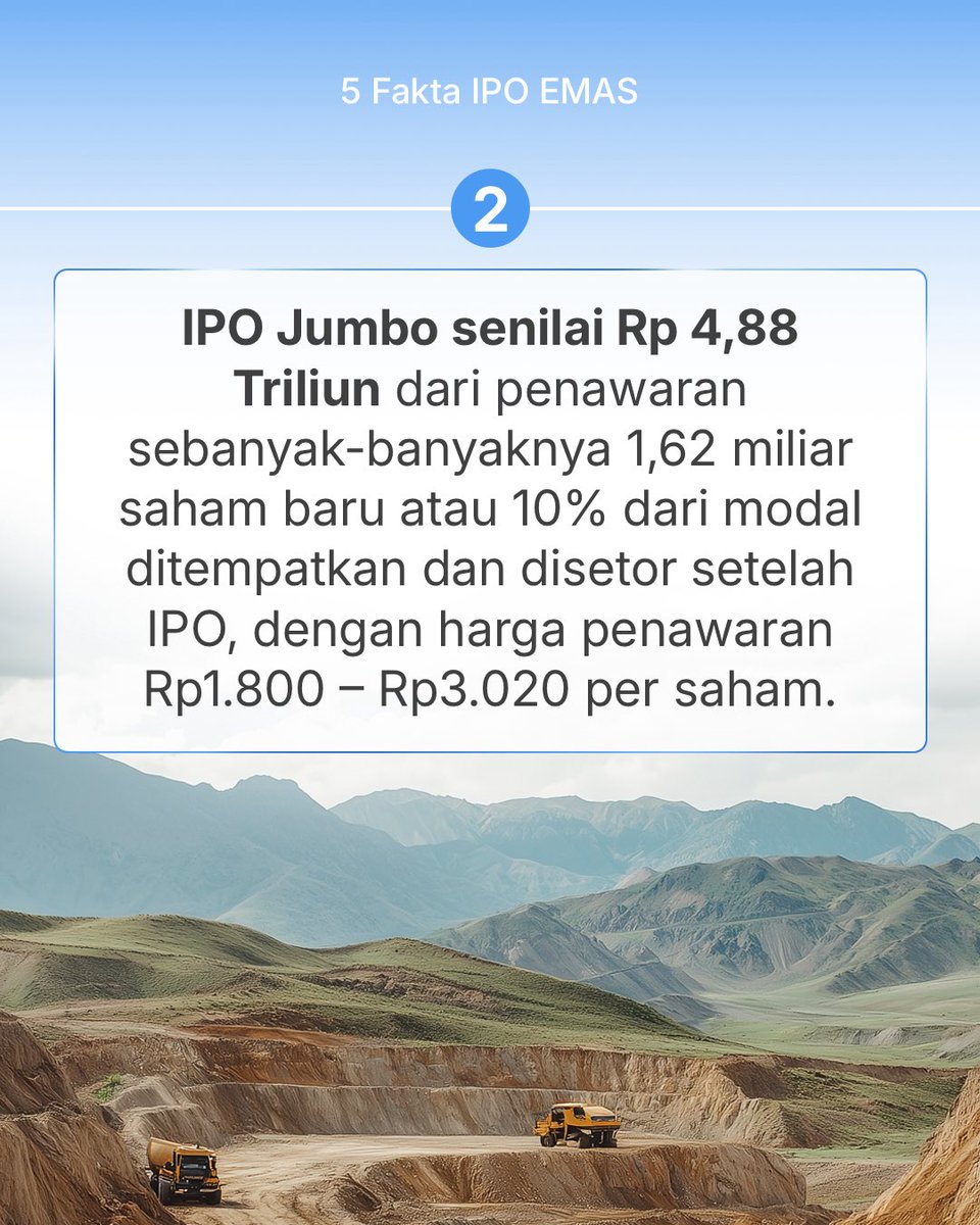 pinepickid's tweet image. Di kala harga emas dunia dan harga emas Antam yang mencapai ATH nya, ada satu emiten #EMAS yang mau IPO, kesempatan emas atau kebetulan aja nih?😳

Full content 👇🏻
instagram.com/p/DOVYF1agdNr/…

#IPO #MDKA #MBMA #saham #investasi #eipo #pasarmodal #PinePick #InvestasiCerdasMu