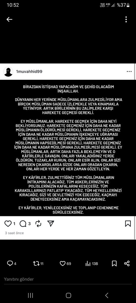 seyhanavsar's tweet photo. İki polisi şehir eden 16 yaşındaki E.B. eylemden önce bu paylaşımı yaptı. Bu eylemin artık bir İŞİD saldırısı olduğu neredeyse kesinleşti. 

Az önce paylaştığım video da bunun kanıtıydı. https://t.co/zsdlYopzNj