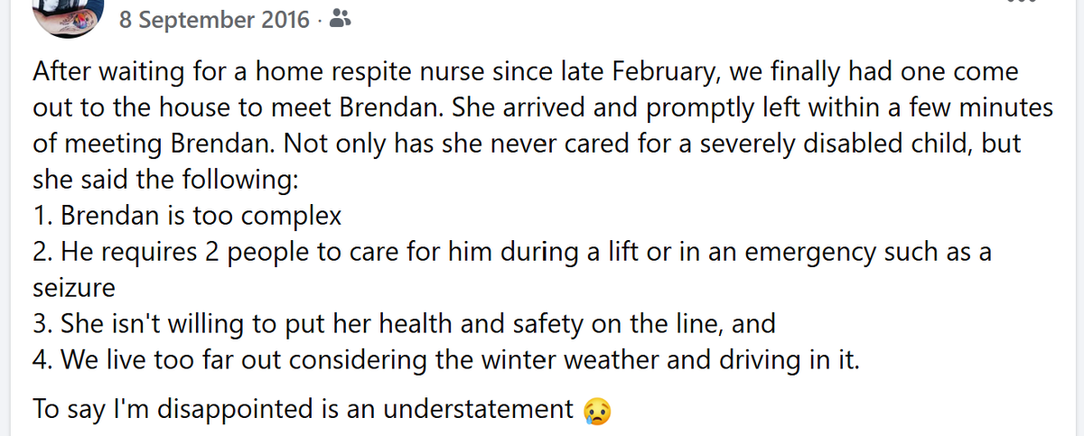 AddressingLife's tweet image. Facebook memory of the day, this from 2016. A glimpse into the world of having a profoundly disabled child and not receiving the in-home supports as needed. No wonder my back is in chronic pain after nearly 18 years of being a lone parent carer. #disability #carers